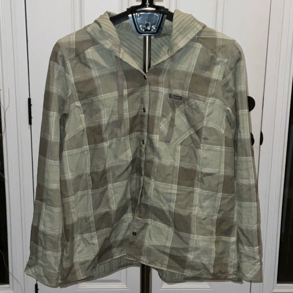 Columbia Men's Green Plaid Hooded Jacket